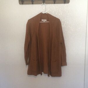 Brown Open-Front Cardigan Sweater